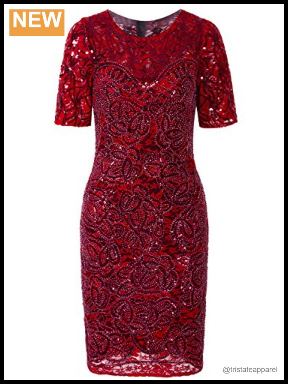 Vintage 1920s Gatsby Sequin Beaded Lace Flapper Dress with Sleeves